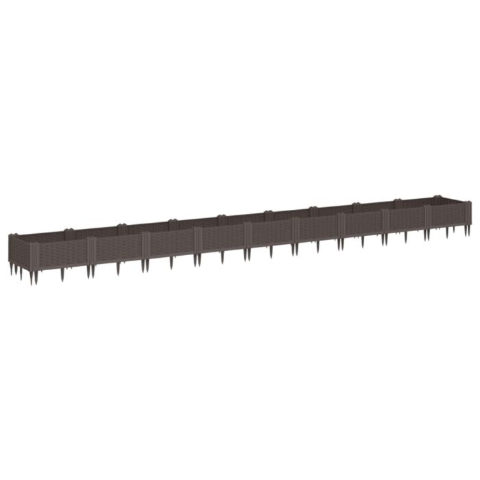 Jardinière avec piquets marron 362,5x42,5x28,5 cm PP – Image 3