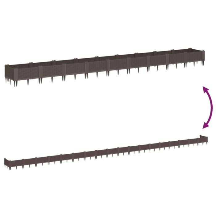 Jardinière avec piquets marron 362,5x42,5x28,5 cm PP – Image 4