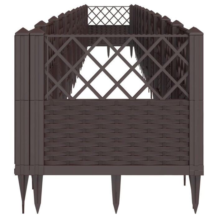Jardinière avec piquets marron 363,5x43,5x43,5 cm PP – Image 2
