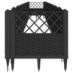 Jardinière avec piquets noir 363,5x43,5x43,5 cm PP – Image 2