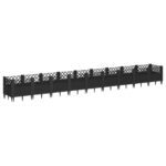 Jardinière avec piquets noir 363,5x43,5x43,5 cm PP – Image 3