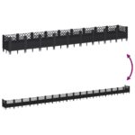 Jardinière avec piquets noir 363,5x43,5x43,5 cm PP – Image 4