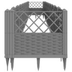 Jardinière avec piquets gris clair 363,5x43,5x43,5 cm PP – Image 2