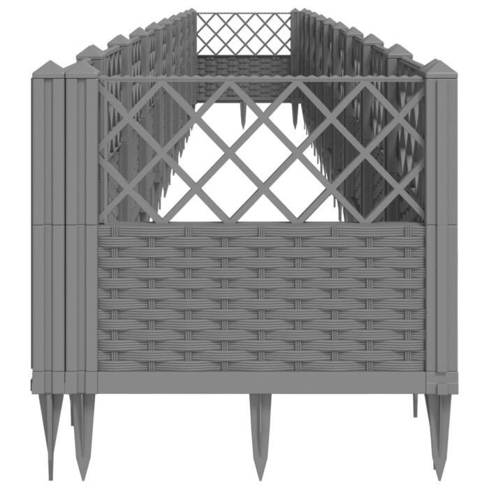 Jardinière avec piquets gris clair 363,5x43,5x43,5 cm PP – Image 2