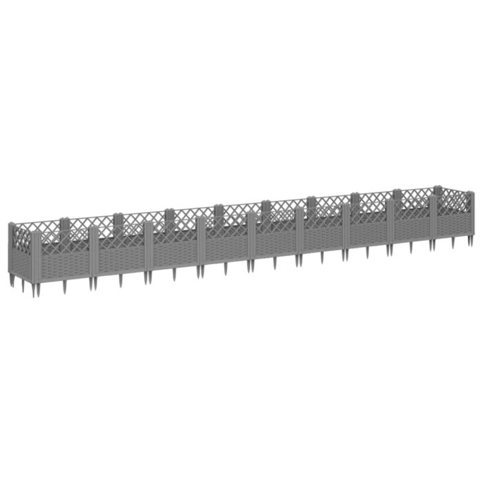 Jardinière avec piquets gris clair 363,5x43,5x43,5 cm PP – Image 3