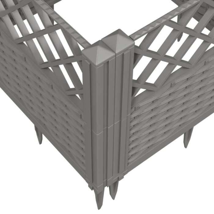 Jardinière avec piquets gris clair 363,5x43,5x43,5 cm PP – Image 5