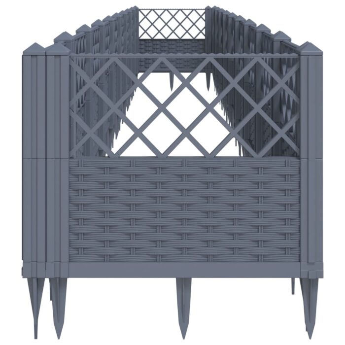 Jardinière avec piquets bleu gris 363,5x43,5x43,5 cm PP – Image 2
