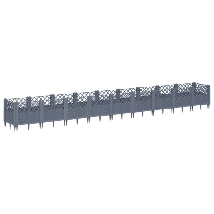 Jardinière avec piquets bleu gris 363,5x43,5x43,5 cm PP – Image 3
