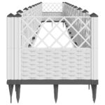 Jardinière avec piquets blanc 363,5x43,5x43,5 cm PP – Image 2