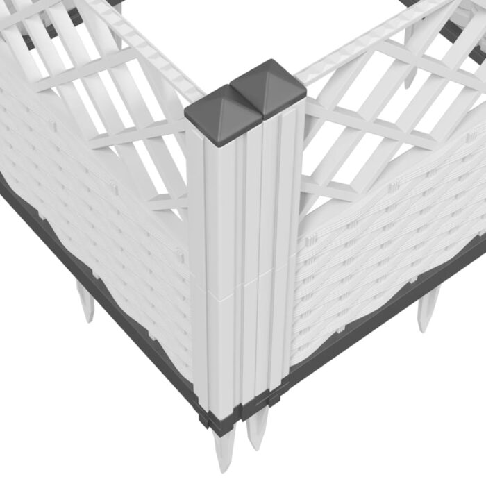 Jardinière avec piquets blanc 363,5x43,5x43,5 cm PP – Image 5