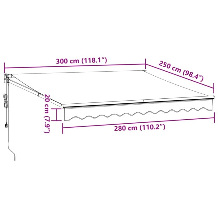 Auvent rétractable automatique bordeaux 300x250 cm – Image 8
