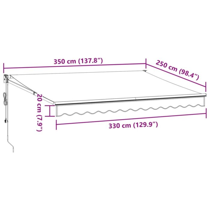 Auvent rétractable automatique bordeaux 350x250 cm – Image 8