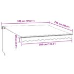 Auvent manuel rétractable avec LED anthracite blanc 300x250 cm – Image 9