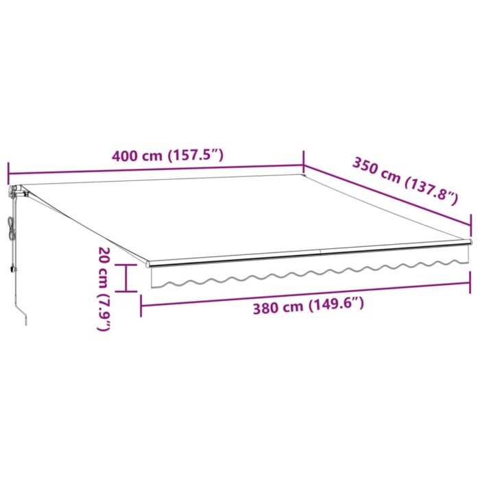 Auvent rétractable automatique anthracite et blanc 400x350 cm – Image 9