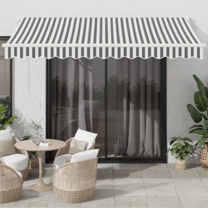 Auvent rétractable anthracite et blanc 3,5x2,5m tissu/aluminium