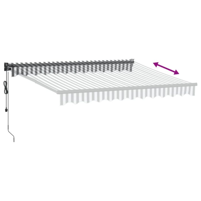 Auvent rétractable anthracite/blanc 3x2,5 m tissu et aluminium – Image 3
