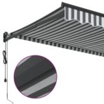 Auvent rétractable anthracite/blanc 3x2,5 m tissu et aluminium – Image 6
