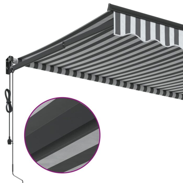 Auvent rétractable anthracite/blanc 3x2,5 m tissu et aluminium – Image 6