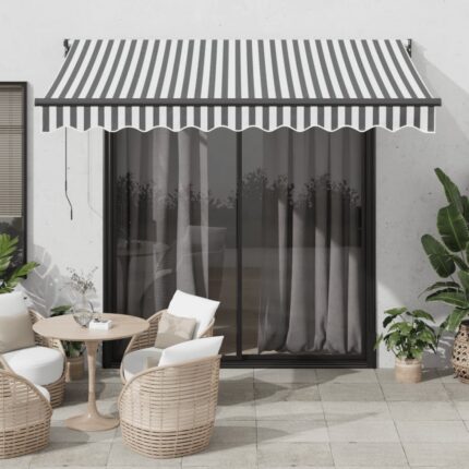 Auvent rétractable anthracite/blanc 3x2,5 m tissu et aluminium