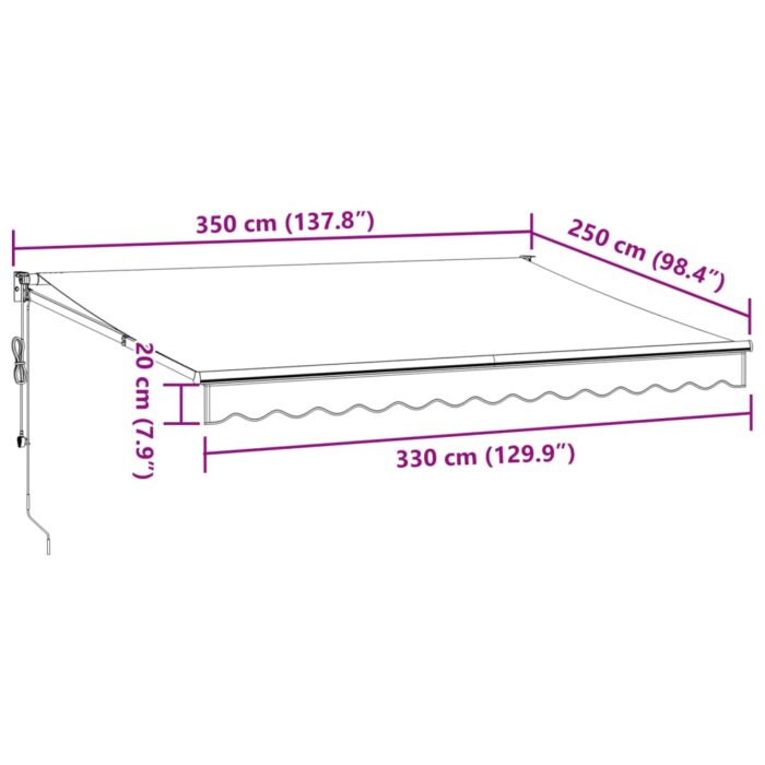 Auvent rétractable anthracite et blanc 3,5x2,5m tissu/aluminium – Image 8
