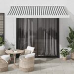 Auvent rétractable anthracite/blanc 3x2,5 m tissu et aluminium