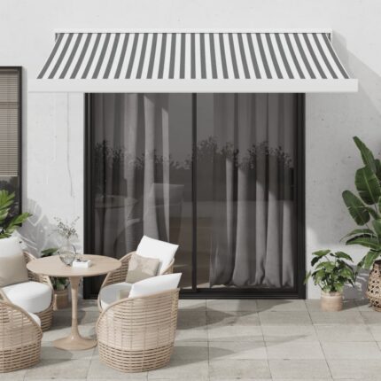 Auvent rétractable anthracite/blanc 3x2,5 m tissu et aluminium