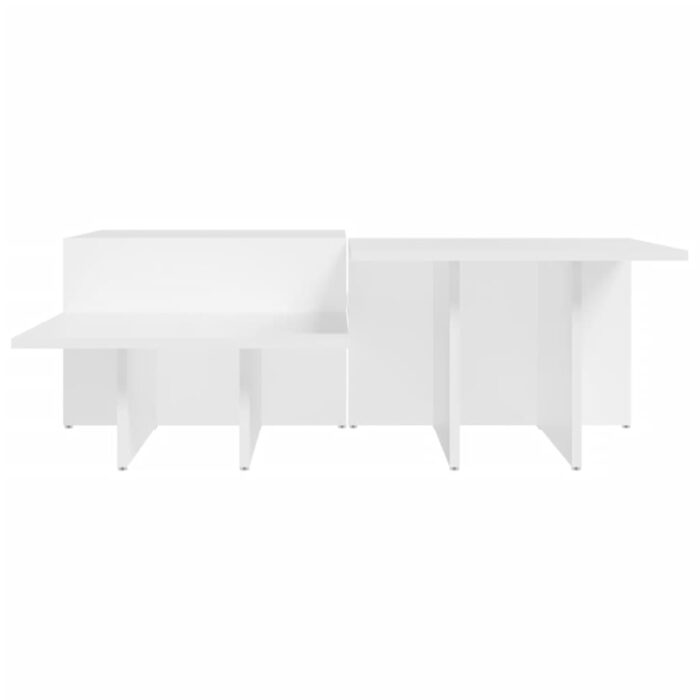 Tables basses 2 pcs blanc bois d'ingénierie – Image 3