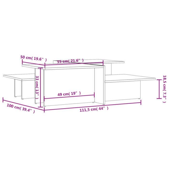 Tables basses 2 pcs Noir Bois d'ingénierie – Image 6