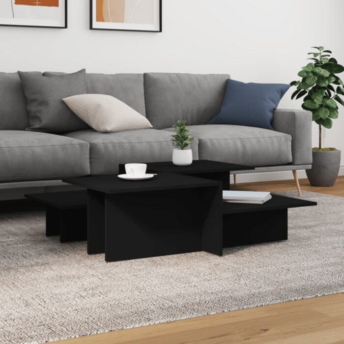 Tables basses 2 pcs Noir Bois d'ingénierie – Image 1