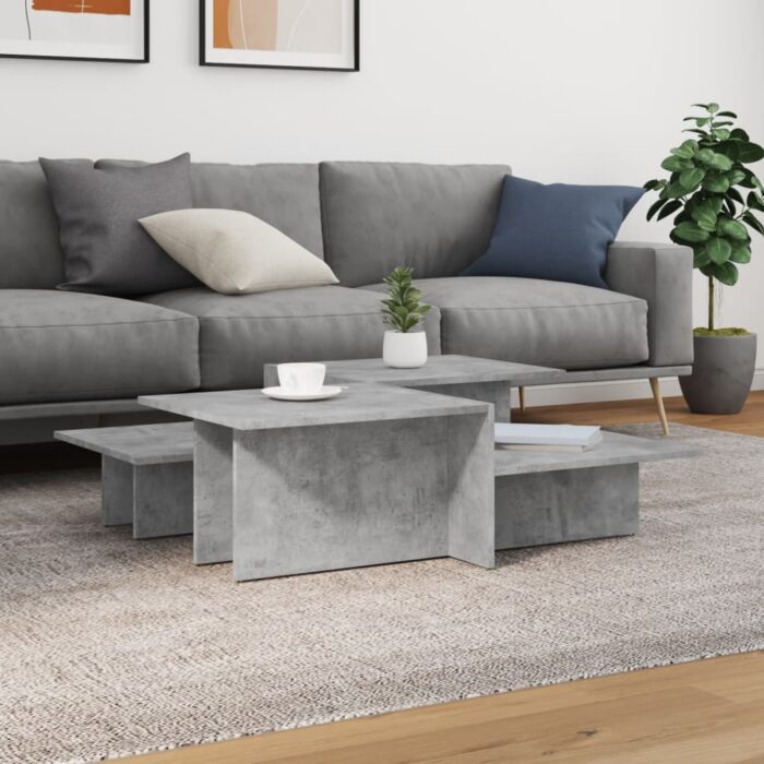 Tables basses 2 pcs gris béton bois d'ingénierie – Image 1