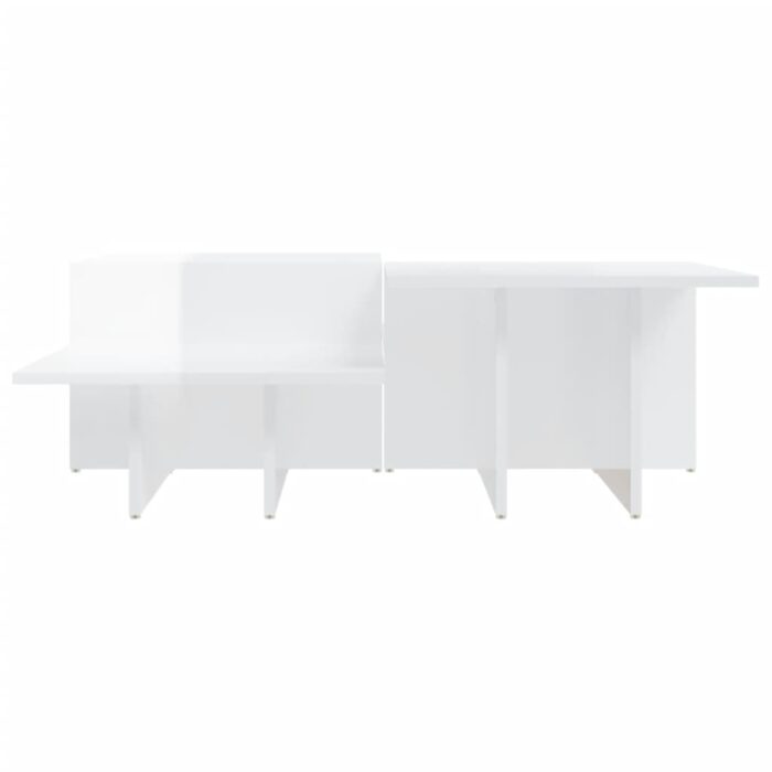Tables basses 2 pcs blanc brillant bois d'ingénierie – Image 3