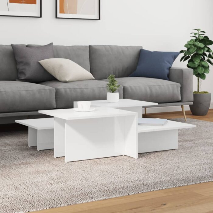 VXL8721012424845_m_en_hd_1.jpg Tables basses 2 pcs blanc brillant bois d'ingénierie – Image 1