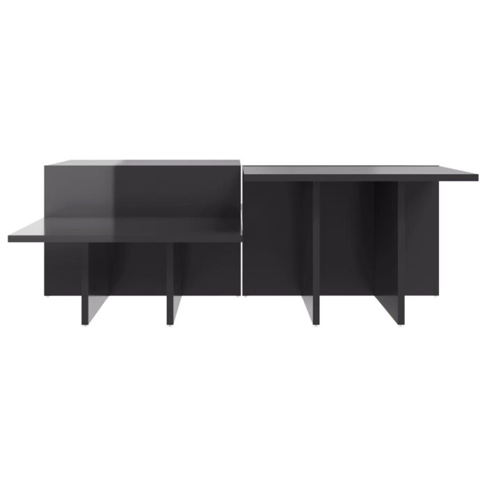 Tables basses 2 pcs gris brillant bois d'ingénierie – Image 3