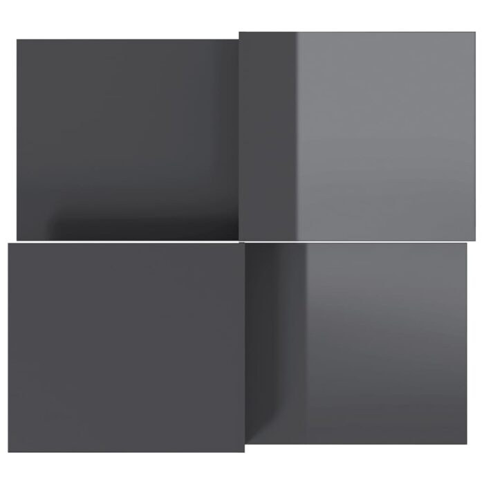 Tables basses 2 pcs gris brillant bois d'ingénierie – Image 4