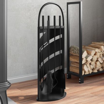 Set d’outils de cheminée 5 pcs 23x15x66 cm acier