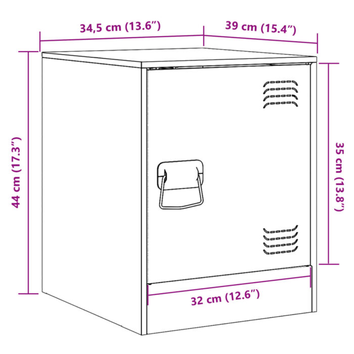 Tables de chevet 2 pcs noir 34,5x39x44 cm acier – Image 11