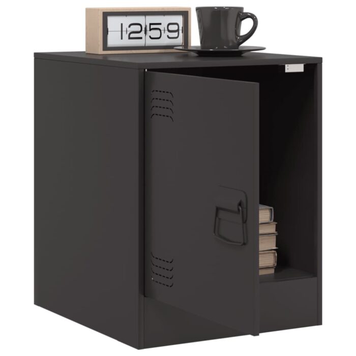 Tables de chevet 2 pcs noir 34,5x39x44 cm acier – Image 2