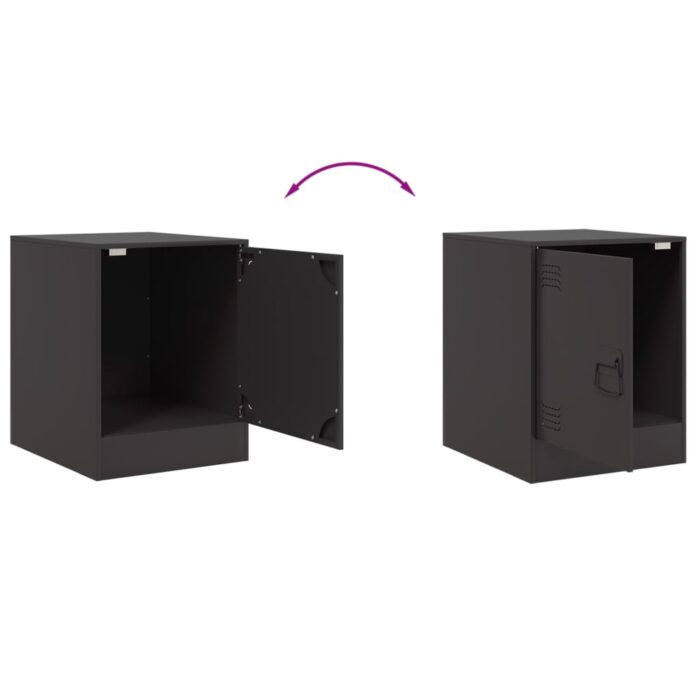 Tables de chevet 2 pcs noir 34,5x39x44 cm acier – Image 8