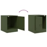 Tables de chevet 2 pcs vert olive 34,5x39x44 cm acier – Image 8