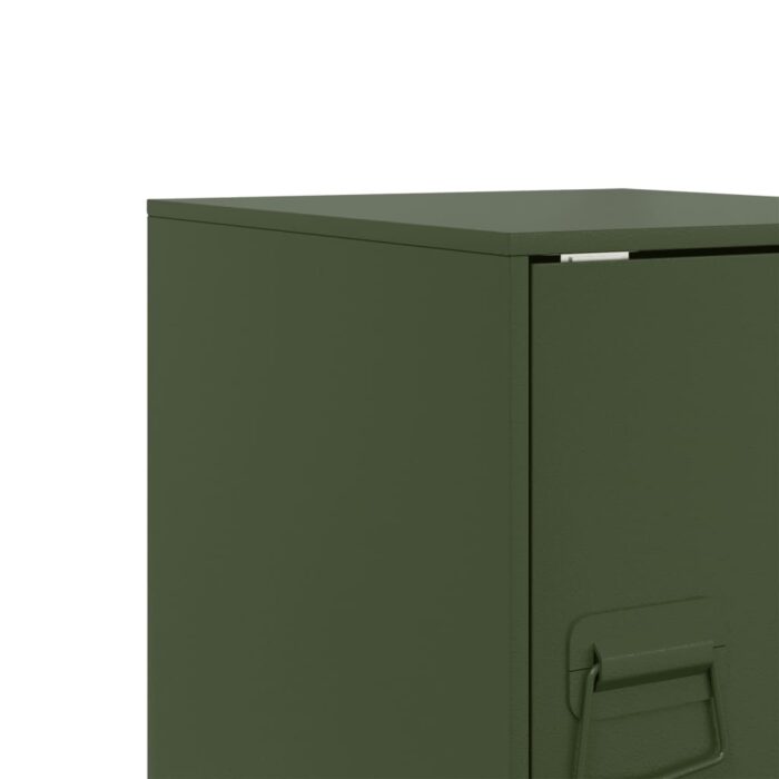 Tables de chevet 2 pcs vert olive 34,5x39x44 cm acier – Image 9