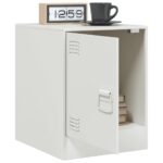 Tables de chevet 2 pcs blanc 34,5x39x44 cm acier – Image 2