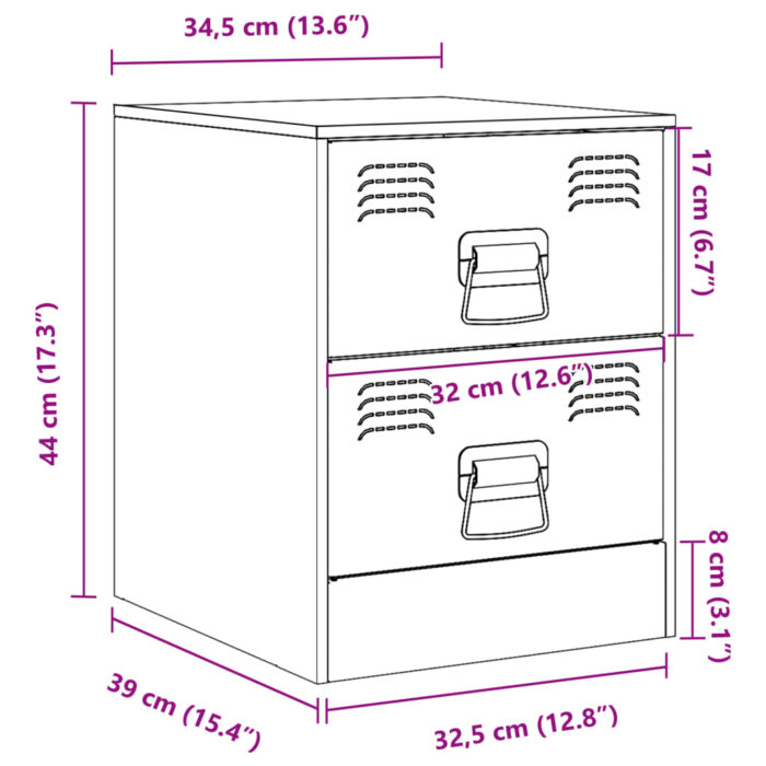 Table de chevet noir 34,5x39x44 cm acier – Image 10