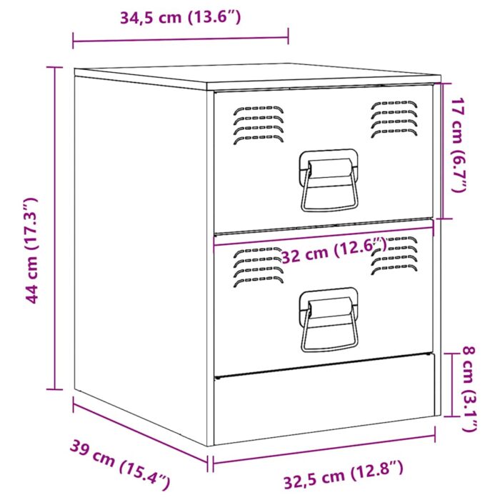 Table de chevet noir 34,5x39x44 cm acier – Image 12