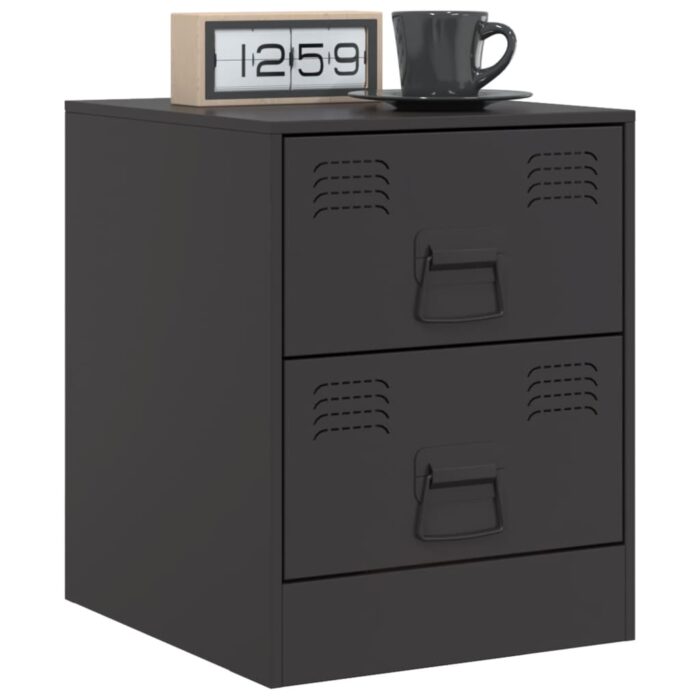 Table de chevet noir 34,5x39x44 cm acier – Image 2