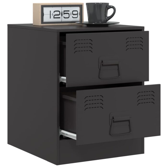 Table de chevet noir 34,5x39x44 cm acier – Image 3