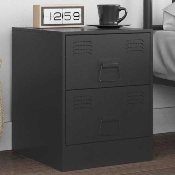 VXL8721012425187_m_en_hd_1.jpg Table de chevet noir 34,5x39x44 cm acier – Image 1