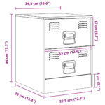 Tables de chevet 2 pcs noir 34,5x39x44 cm acier – Image 10