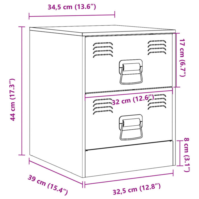 Tables de chevet 2 pcs noir 34,5x39x44 cm acier – Image 10