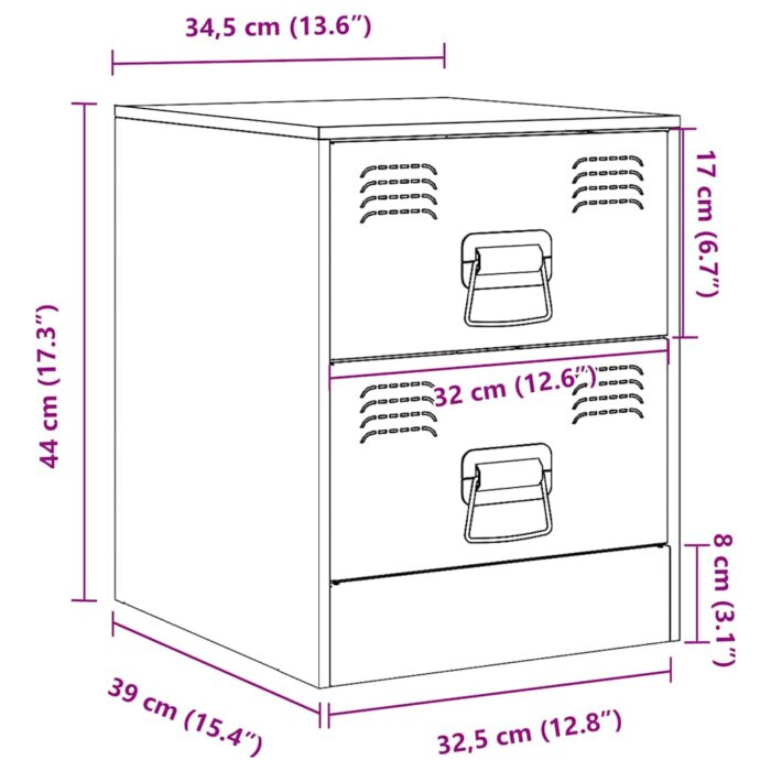 Tables de chevet 2 pcs noir 34,5x39x44 cm acier – Image 12