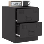 Tables de chevet 2 pcs noir 34,5x39x44 cm acier – Image 2